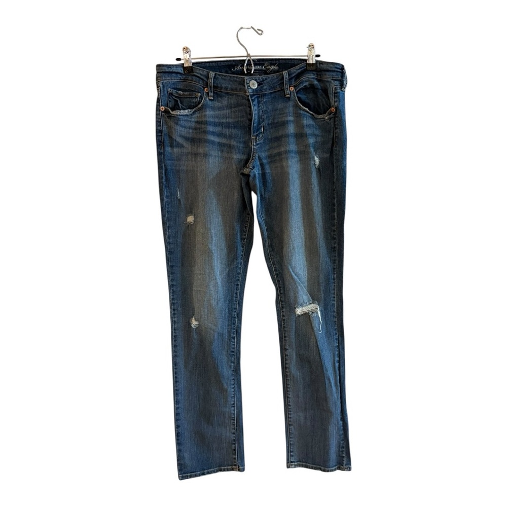 American Eagle Outfitters Dark Blue Distressed Skinny Jeans
